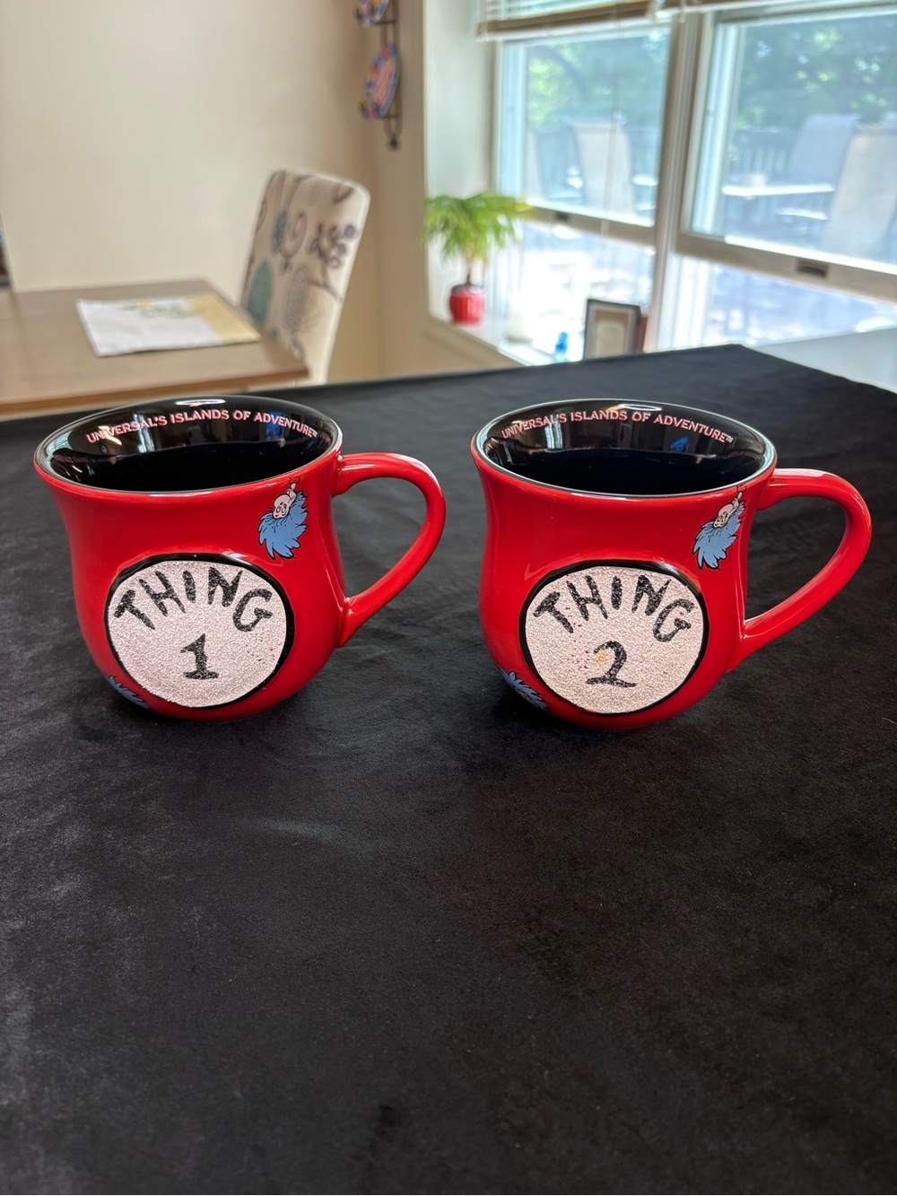 Universal Studios "Thing 1" and "Thing 2" Red Ceramic Mug Set